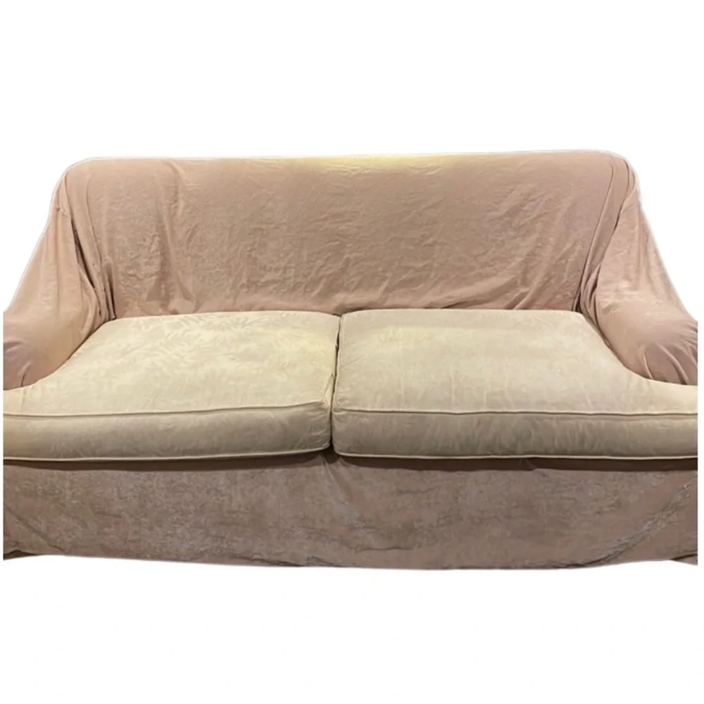 Slipcover couch stretch sofa furniture cover beige shimmer